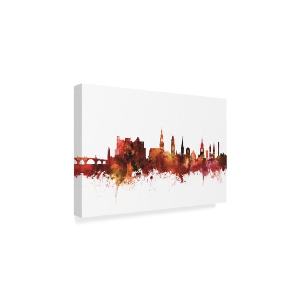 Michael Tompsett 'Heidelberg Germany Skyline Red' Canvas Art,16x24